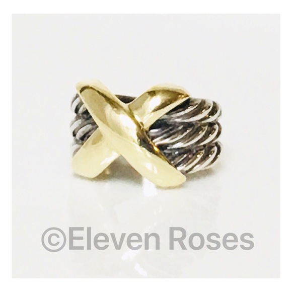 David Yurman Jewelry - David Yurman 925 & 14k Triple Row Cable X Ring